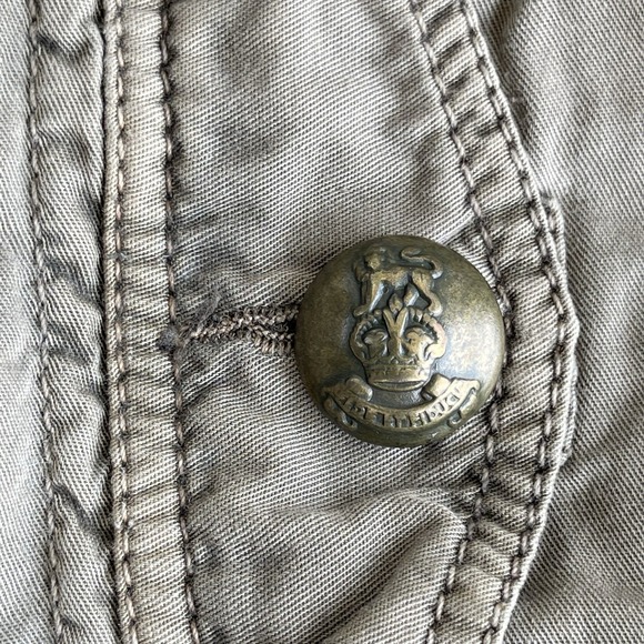 Johnny Was Jacket Women Large Green Embroidered Patchwork Button Up Military - Picture 16 of 16